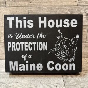 JennyGems Maine Coon‎ Under the Protection Of A Maine Coon Cat Sign 8x6"